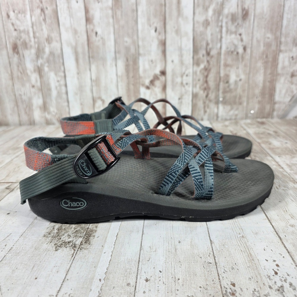Chaco Z/Cloud 2 Womens Sandals Blue Orange Strappy Toe Loop Hiking Shoes Size 10